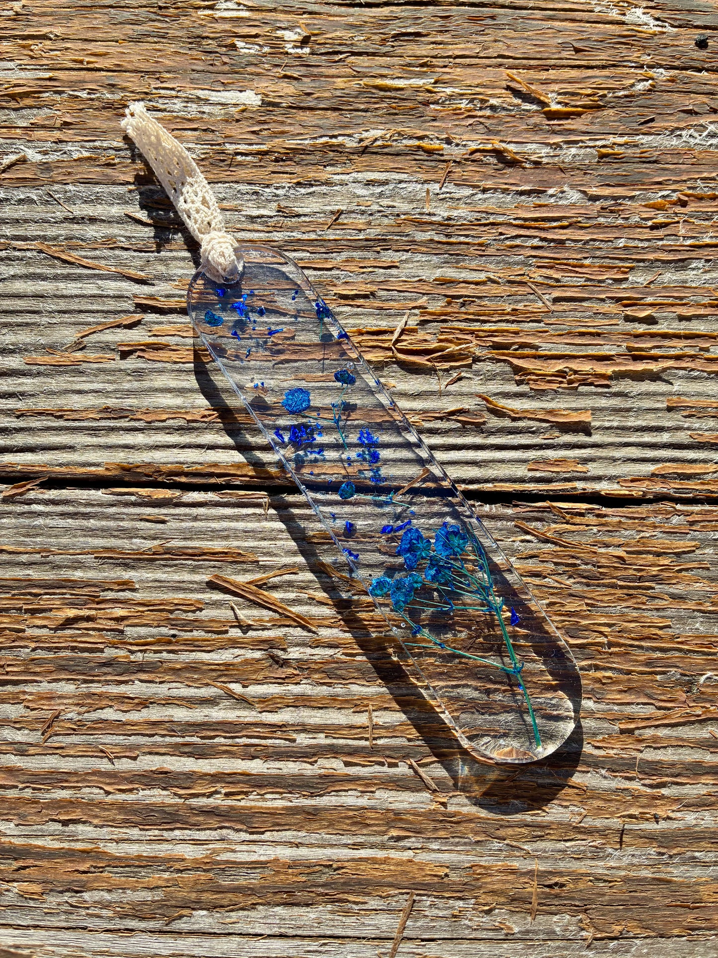 Pressed Floral Bookmark - Navy
