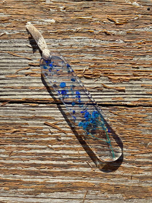 Pressed Floral Bookmark - Navy