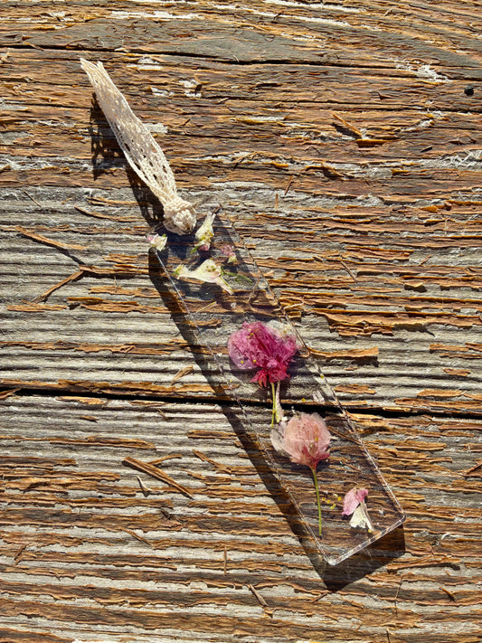 Pressed Floral Bookmark - Hues of Pink