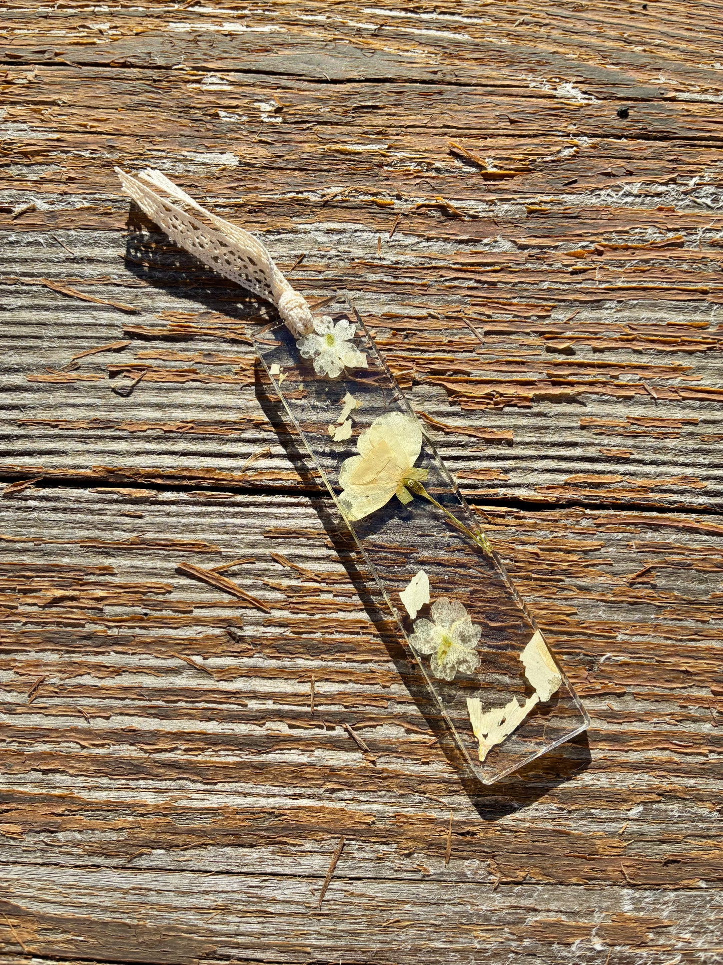Pressed Floral Bookmark - Cream
