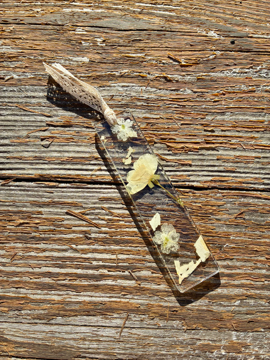 Pressed Floral Bookmark - Cream