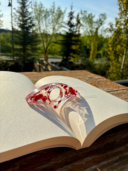Pressed Floral Page Holder - red